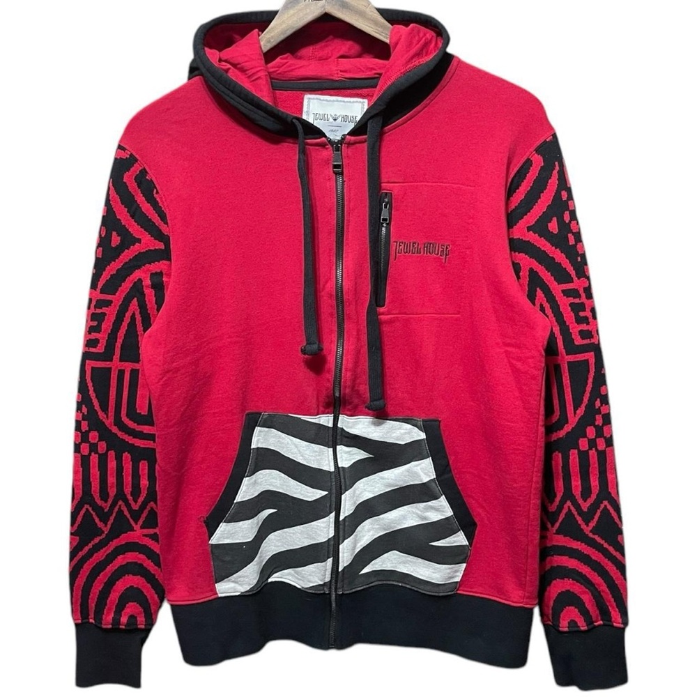 jewel House zebra print abstract Y2K 2000s full zip streetwear sweatshirt hoodie